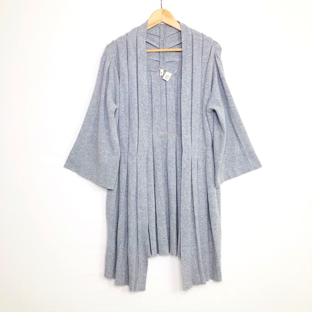 Moth By Anthropologie gray knit, open closure, pleated cardigan